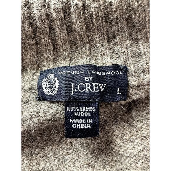 J Crew Mens Large Brownish Grey Lambs Wool Plaid Full Zip Sweater Jacket - Picture 8 of 9